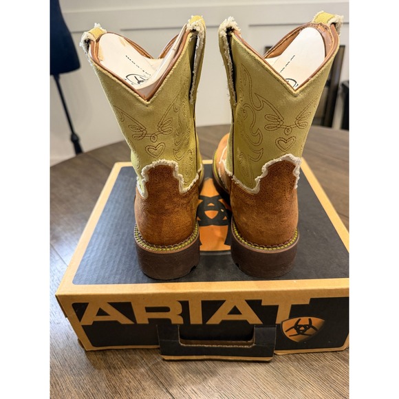Ariat Womens Fatbaby Saddle Rust Distressed Ostrich Print Kiwi Cowboy Boots 7.5 - Picture 4 of 6